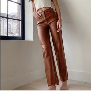 Aritzia Wilfred the Melina faux leather pants Size 8 Super high waist brown
